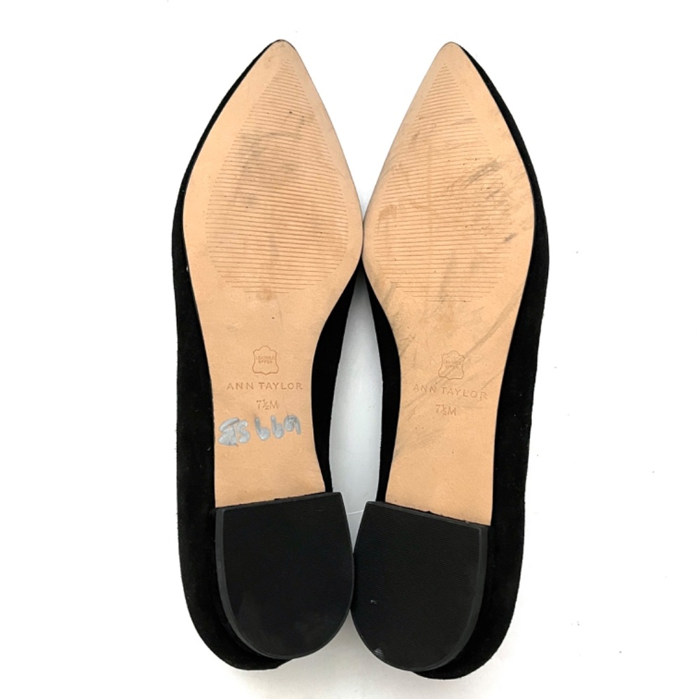 Ann Taylor Flats Black Suede with Pearl Trim - Picture 6 of 9